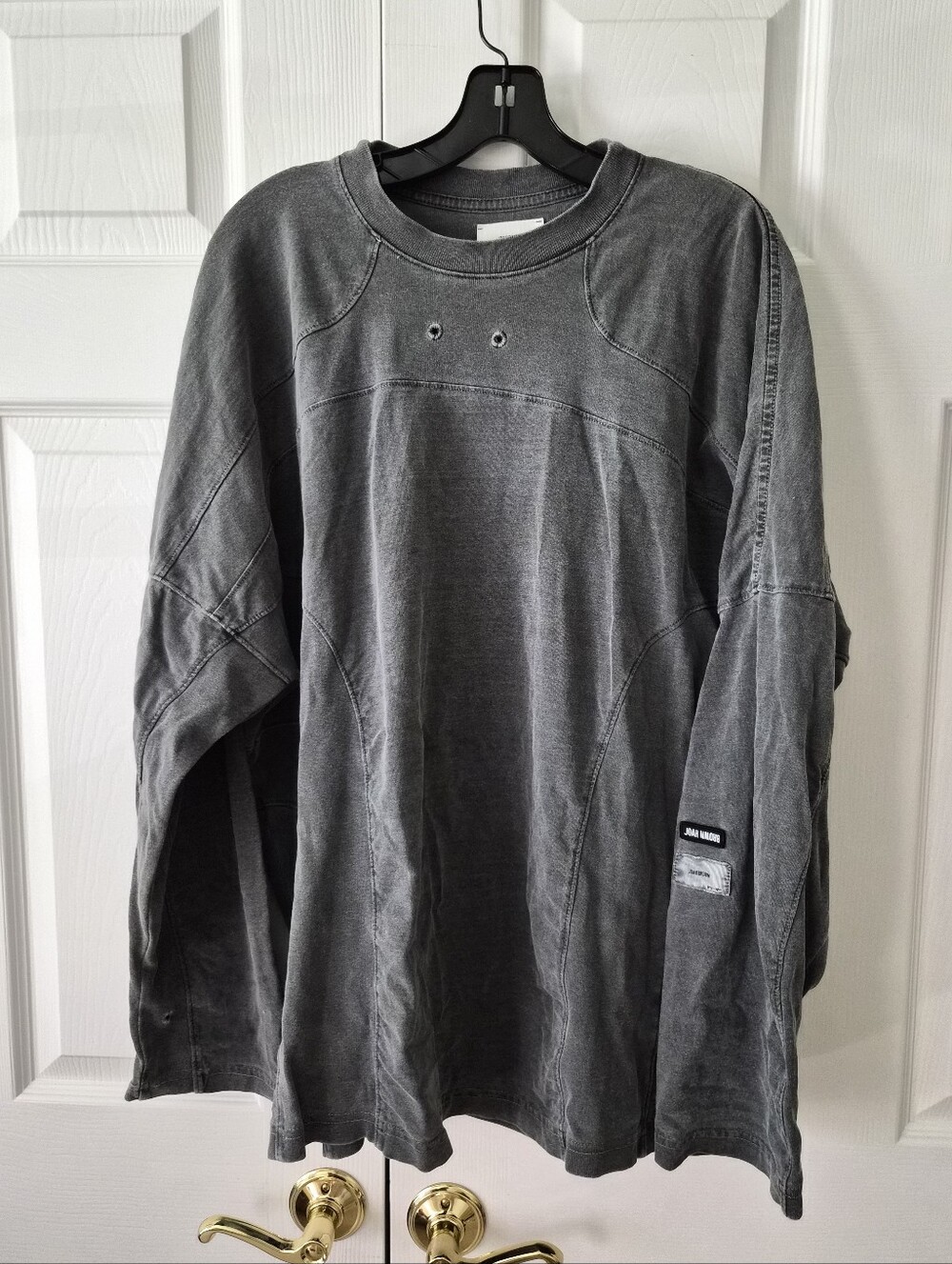 Joah Brown Vintage Panel L/S Oversized Tee Washed Black Cotton S/M RUNS BIG - Picture 2 of 7